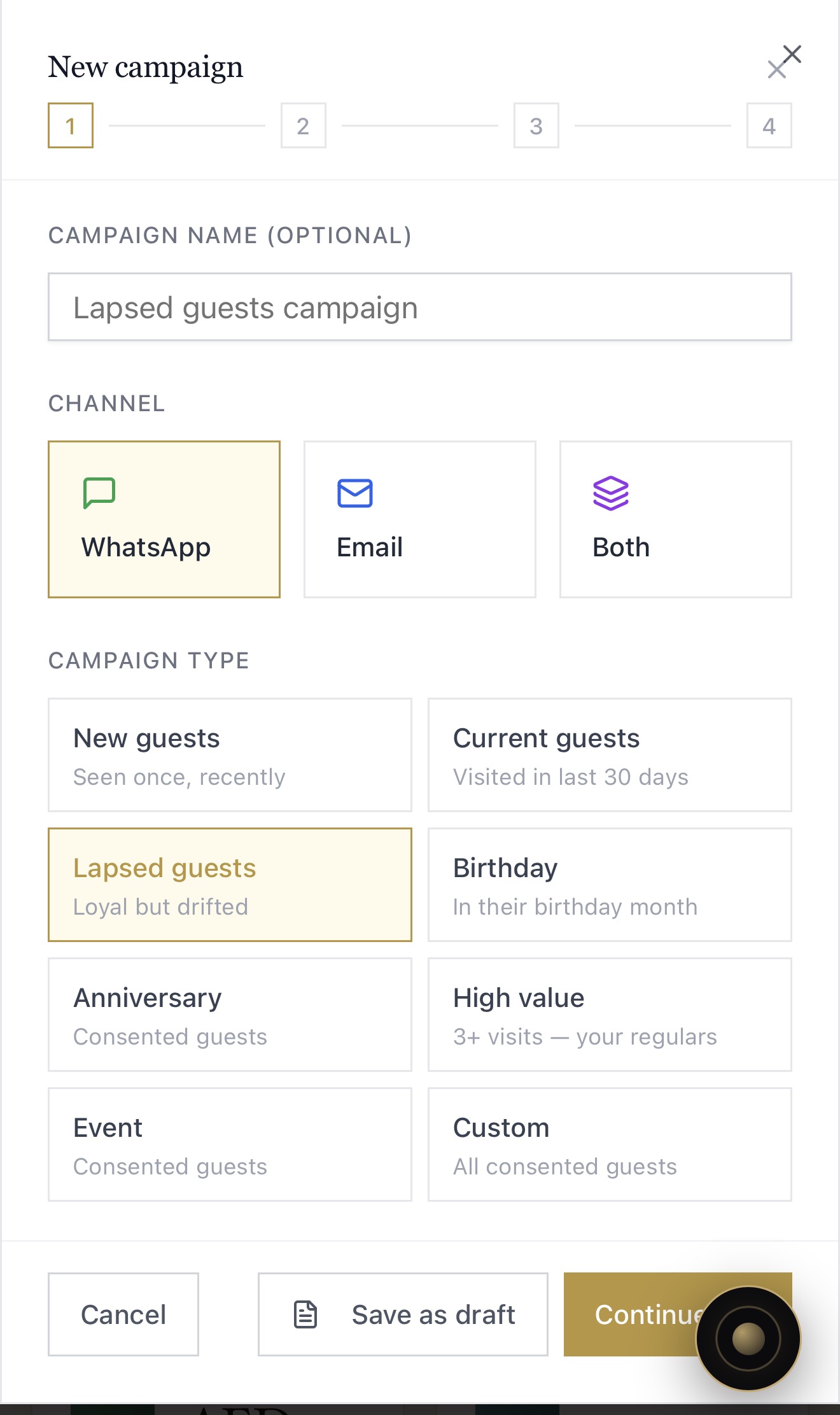 The RAYN campaign builder — audience, occasion, message and a live WhatsApp preview, drafted for approval.